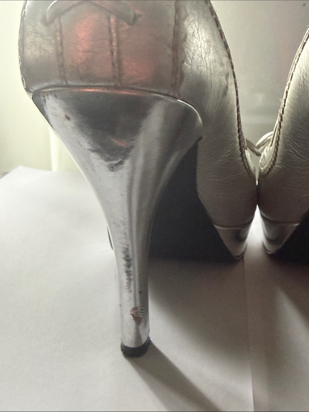 Michael Kors Metallic Silver Peep-Toe Platform Heels Size 7 - Picture 5 of 5